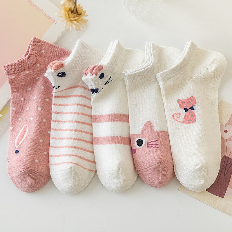 5pair/lot Cute Cartoon Harajuku Cat Socks For Women Funny Cat