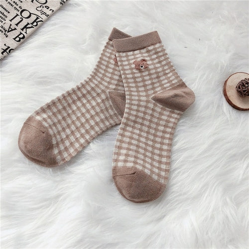 Creative Brown Bear Socks Female Middle Tube Socks Japanese Cute