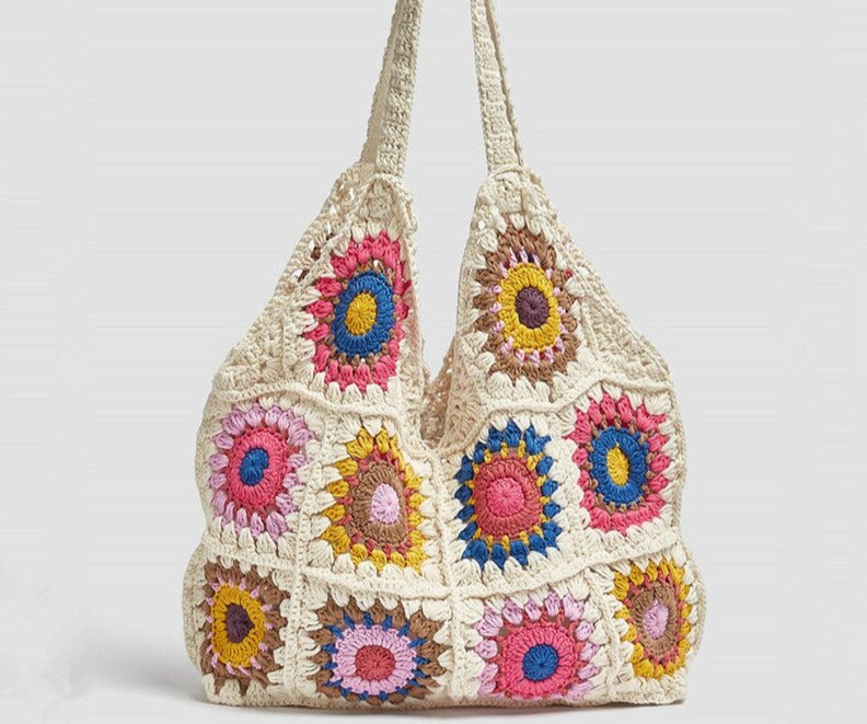 Designer Braided Crochet Shoulder Bag Women New Casual Ethnic Style