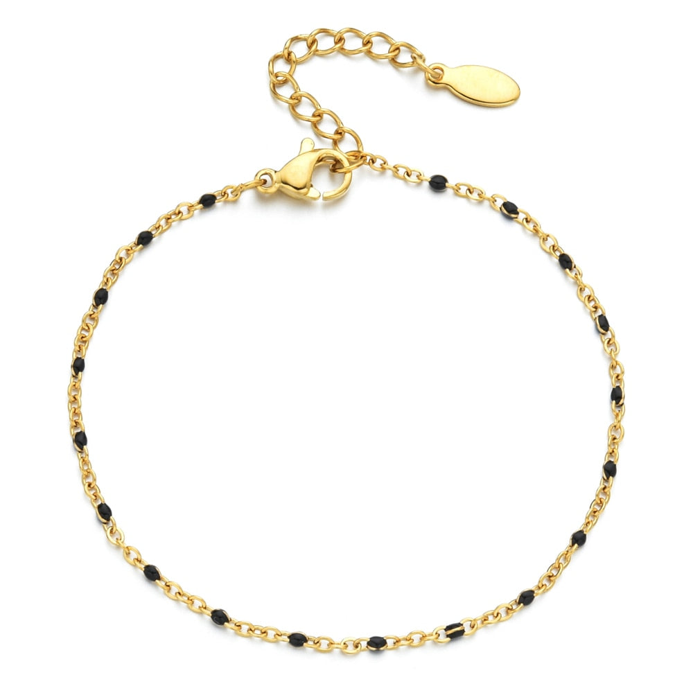Boho Stainless Steel Bracelets for Women Cute Enamel Bracelet Jewelry Gold Color Link Chain Bracelet Femme Mujer Pulsera