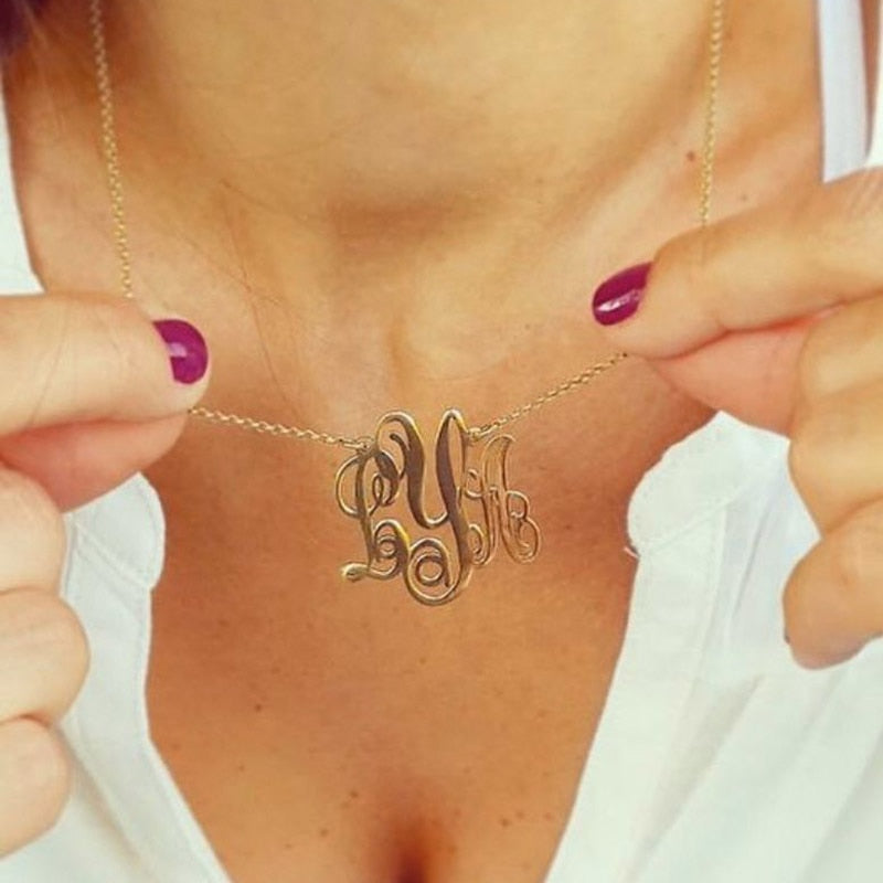 Custom Name Monogram Necklaces For Women Personalized Stainless Steel Gold Color Nameplate Pendant Necklace Jewelry Best Gift