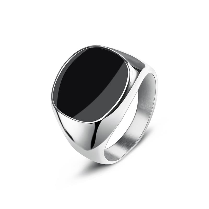 Mens Ring Punk Rock Smooth 316L Stainless Steel Signet Ring For Men Jewelry Male