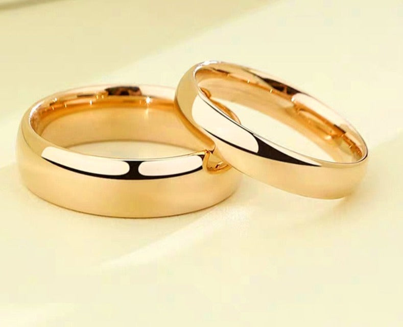 Smooth Stainless Steel Couple Rings Gold Simple 4MM Women Men Lovers Wedding Jewelry Engagement Gifts