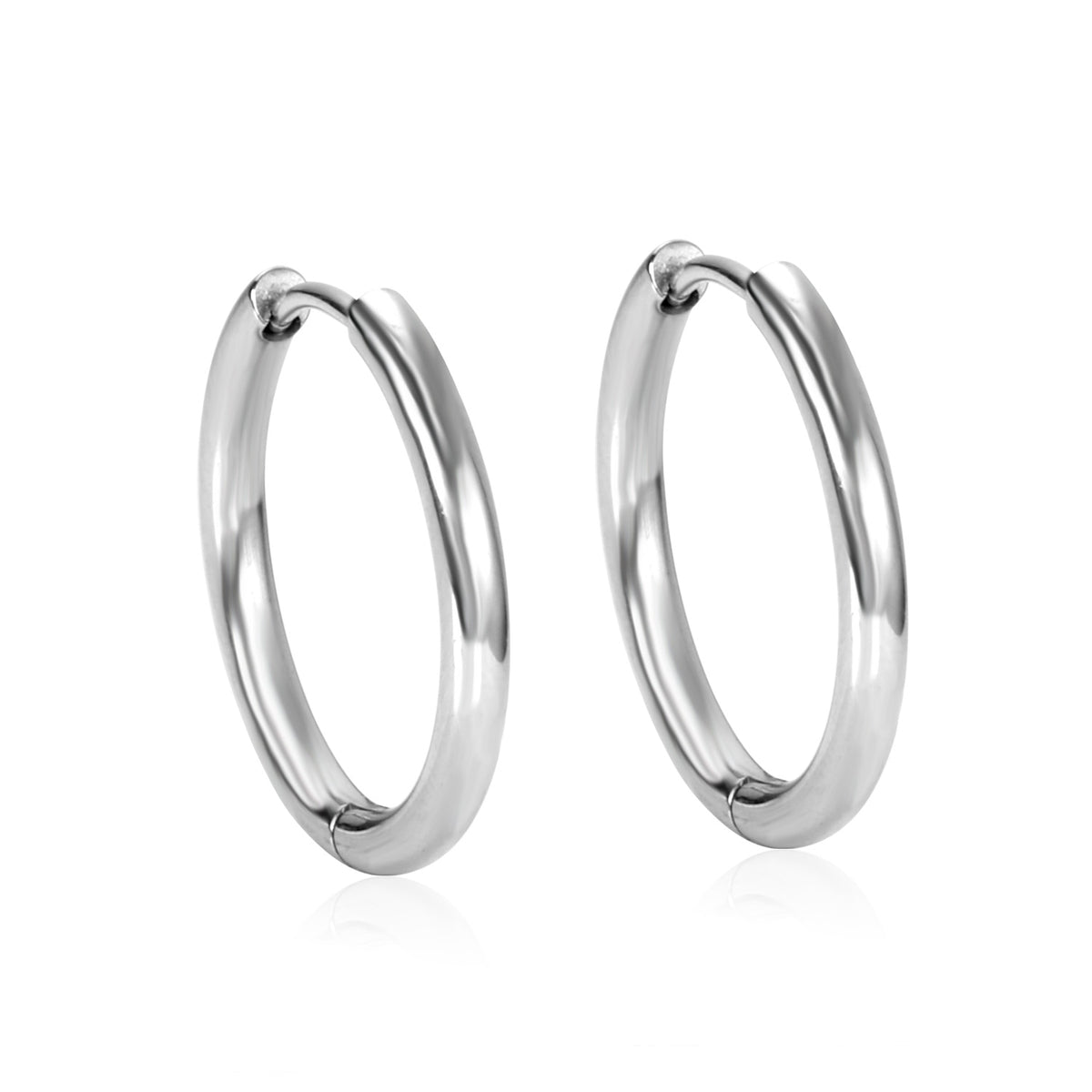 Pair Small Hoop Earrings Silver Color Stainles Steel Round Circle Pendientes Mujer
