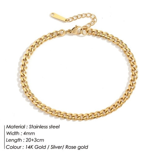 4mm 316l Stainless Steel Snake Chain Anklet For Women/men Sexy