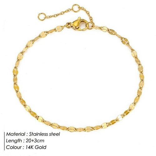 Stainless Steel Fish Lips Chain Anklet For Women Summer Beach