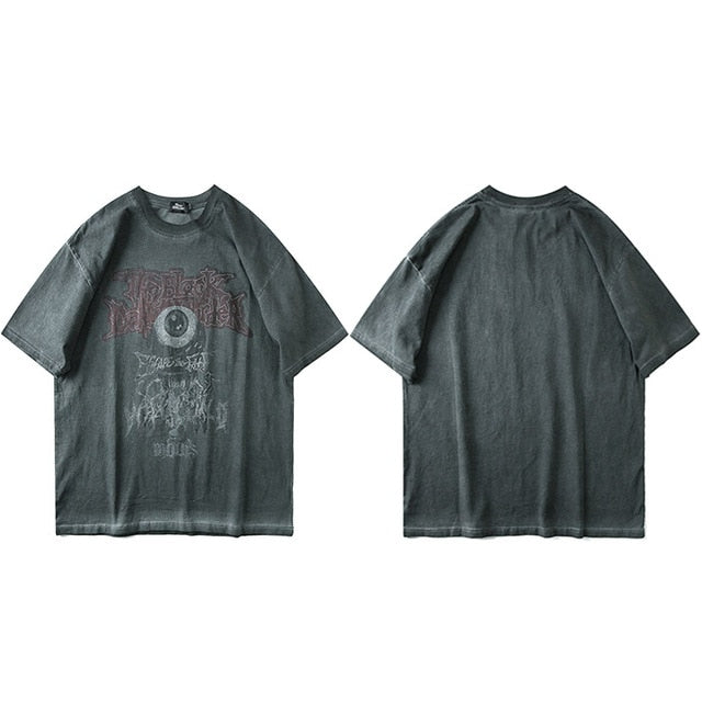 Men T Shirt Hip Hop 2020 Dark Streetwear Tshirt Evil Eye Print Harajuku Summer Short Sleeve T-Shirt Cotton Tops Tees Oversize - BonoGifts
