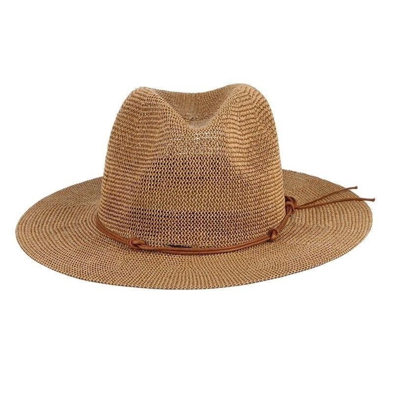 Summer Straw Hat | Panama Hats Cruise Style Hollow Out Straw Hat For Men Women Leather Ribbon Large Brim Sun Beach Hat Jazz Cap Fedora