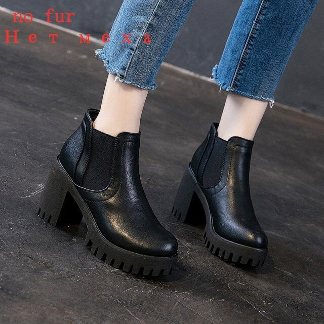Women Booties | High Heel Boots | Thick Heel Shoes | Casual Ladies Ankle Boots