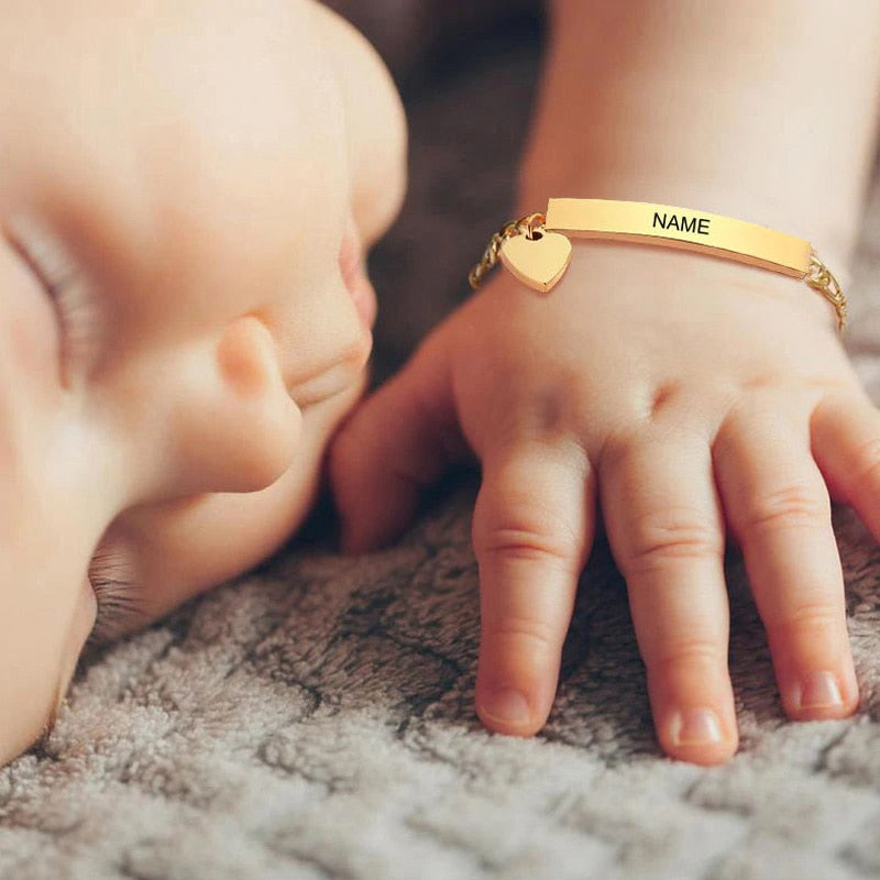 Personalized Baby Name bracelet-Adjustable Baby Toddler Child ID Bracelet-Personalized Girl Boy Gift-18K Solid Gold-Gold Filled- Active - BonoGifts