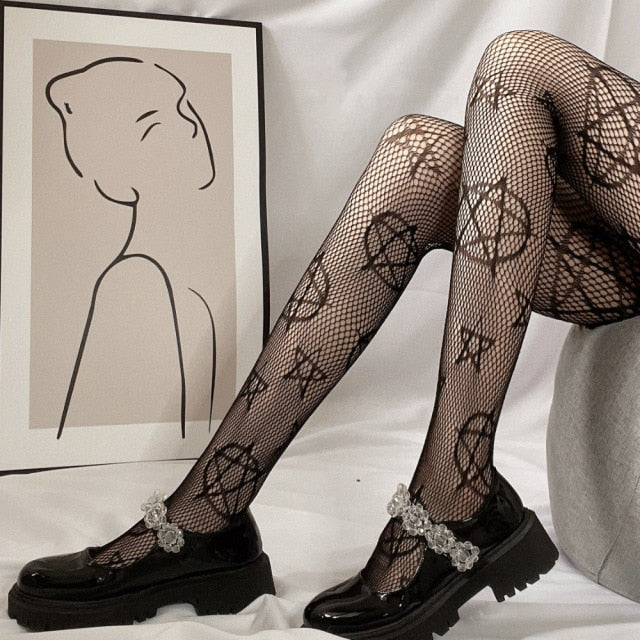 Tights  Womens Print Tights Design Black Hollow Out Hosiery Fishnet Special  Pantyhose stockings hose