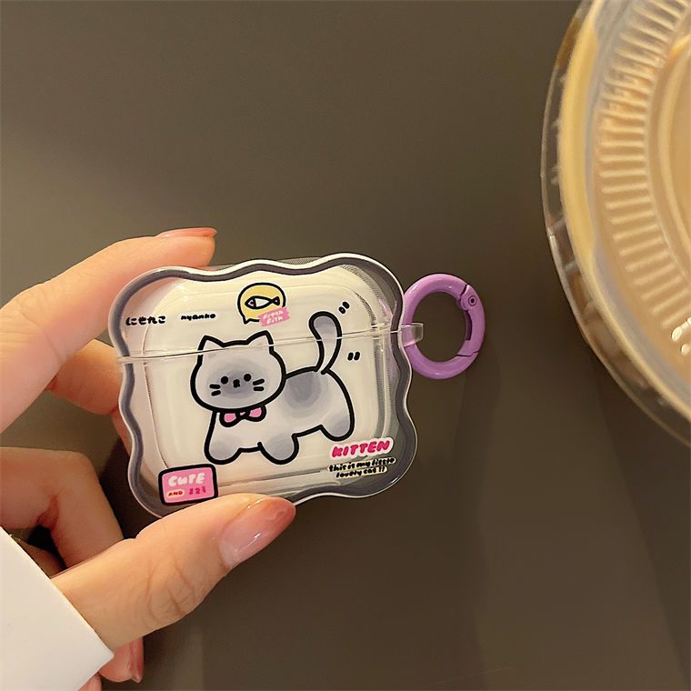 Ins Korean Cute Cartoon Couples Headphone Cover For Airpods 1 2 3 Earphone Coque Soft Wave Case For Apple Airpod Pro 2nd Keyring