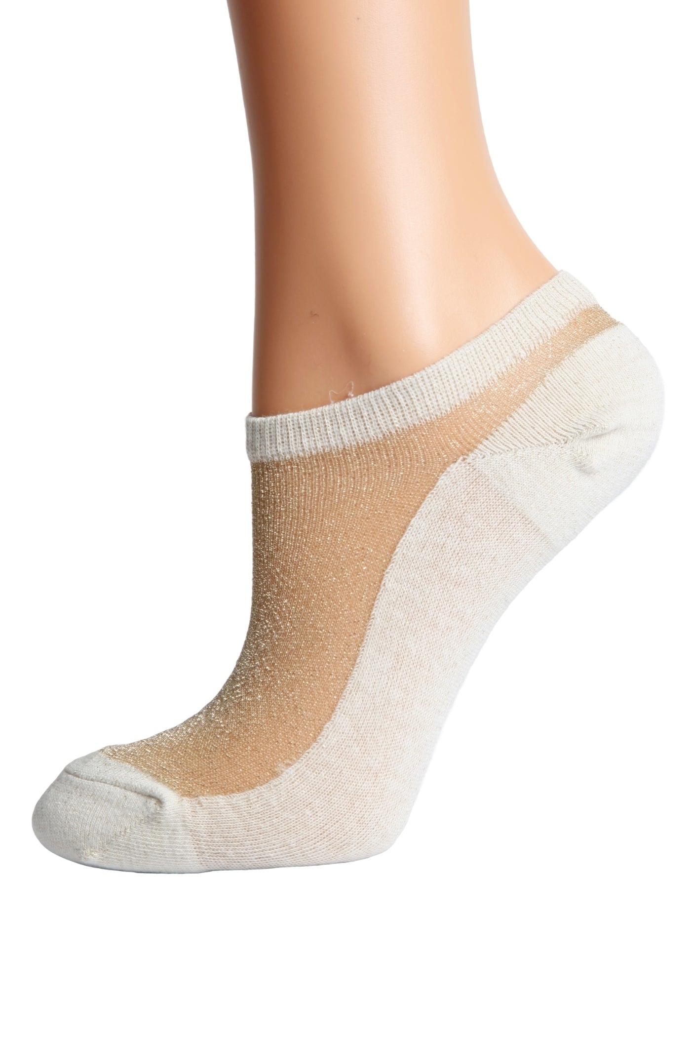LUCINA beige glittery socks for women