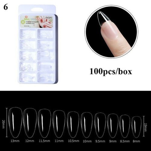 100pcs/box Clear Transparent Seamless Fake Nails Full Coverage False