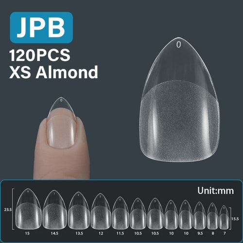 120pcs False Nails M/s/xs/xxs Short Coffin Square Almond Artificial