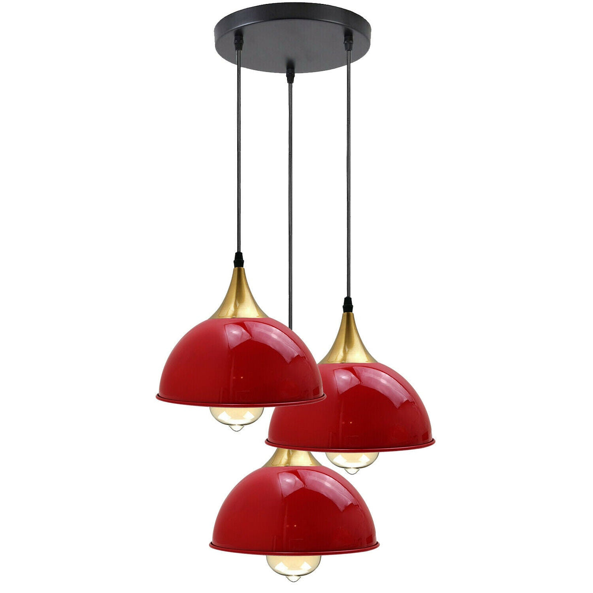 Roter 3-Wege-Vintage-Lampenschirm aus Metall, modern, hängend, Retro