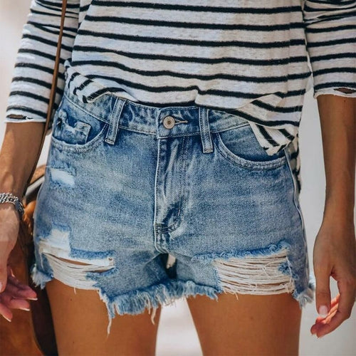 Women Fringe Denim Jeans Shorts