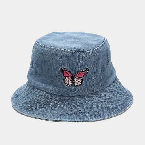 Sombrero de pescador de mariposa informal de mezclilla 