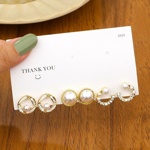 Conjunto de aretes vintage de perlas Pendientes retorcidos Joyas para mujeres Lindo