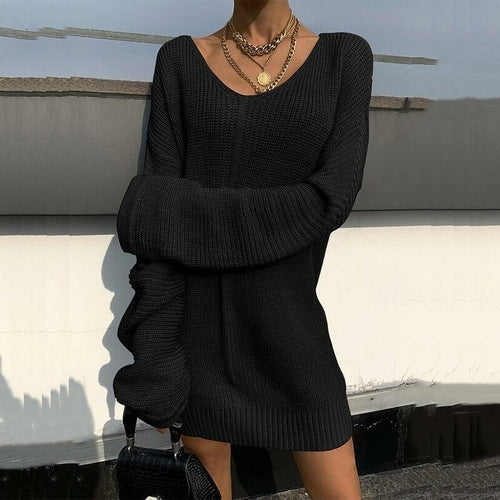Autumn Winter Loose Knitted Sweater Dress