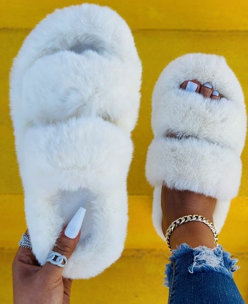 Modern Slippers Women Winter Outdoor Fur Slides Fluffy