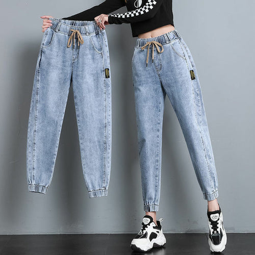 Pantalones Harem Vintage Jeans de cintura alta Mujer Jeans de mujer Tobillo