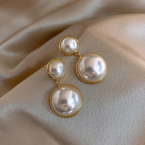 Geometric Simple Pearl Earrings | Zircon Pearl