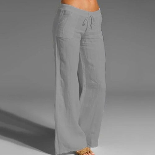 Pants Women Loose High Waist Cotton Linen Harem Pants Solid