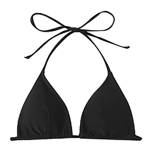 Mujeres sexy Bikini Tops Sujetador sexy negro Traje de baño acolchado de color sólido