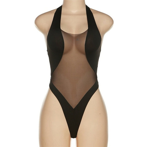 Frühling Sommer Frauen Sexy Halter Mesh Bikini Sets Solid Black
