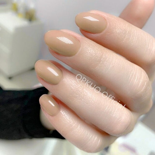 24pcs Shiny Natural Pink Short Fake Nails Oval Top Artificial Press On