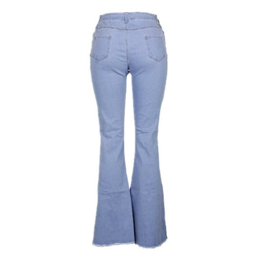 Vintage shredded solid color flared jeans