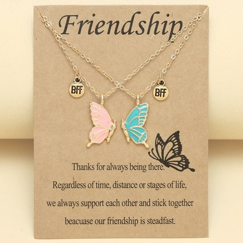 Halsketten Beste Freunde 2 Schmetterlinge | Freundschaftsketten Mädchen