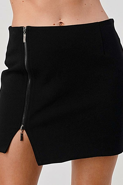 Side Zipper Detail Mini Skirt