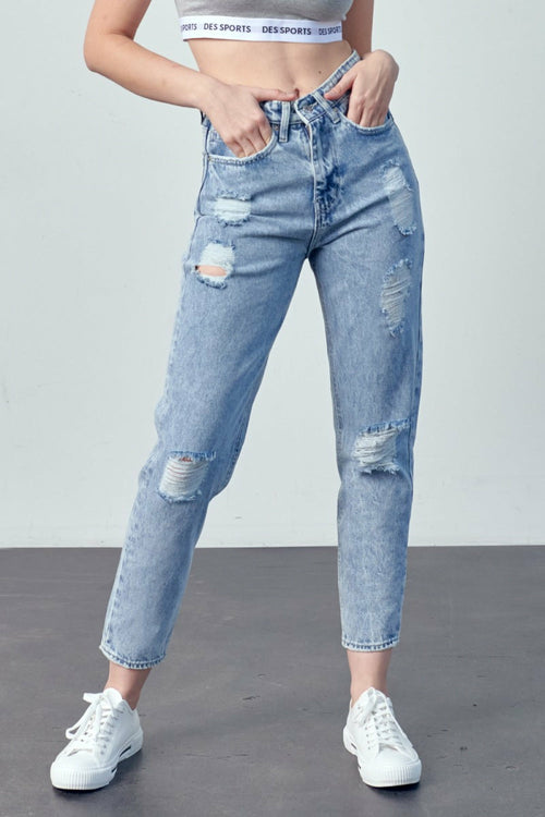 Muselooks Distressed High Waist Mom Jeans