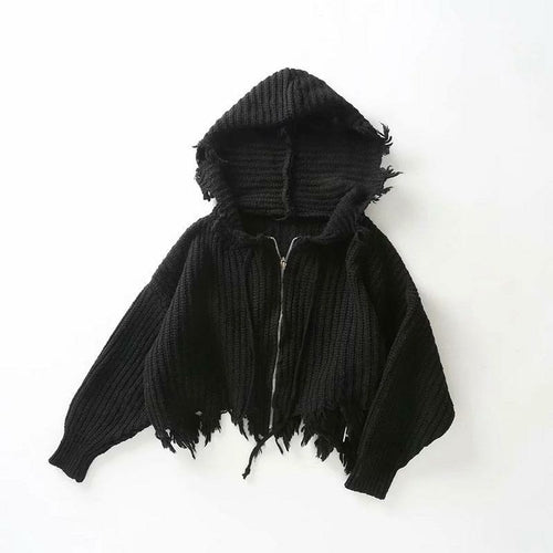 Casual Tassel Hooded Knitted Sweater