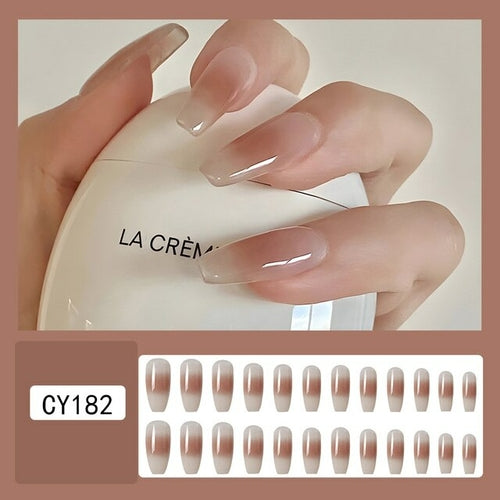 3d Nude Fake Nails Press On Faux Ongles Capsule Tips Long French Light