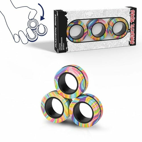 Finger-Magnetringe-Zappelspielzeug | Magnetisches Zappelspielzeug für Erwachsene – 3 Stück