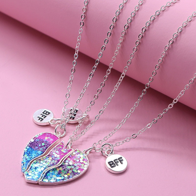 Necklace Best Friends 3 Girl | Bff Friendship Necklace Sets 3 -
