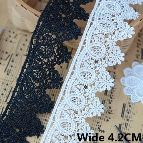 4.2CM Wide White Black Water Soluble Lace Exquisite Embroidered Fringe