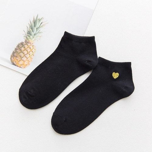 5 Colors Women's Sock Lovely Cartoon Embroidered
