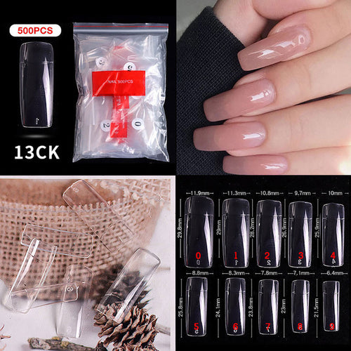 500pcs/bag Fake Nails 38 Different Nails Natural And Transparent