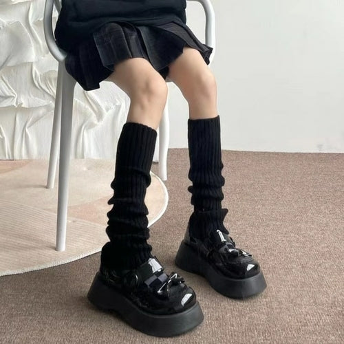 Calentador de piernas alargado de 70 cm, calcetines largos Lolita para mujer, estilo universitario JK