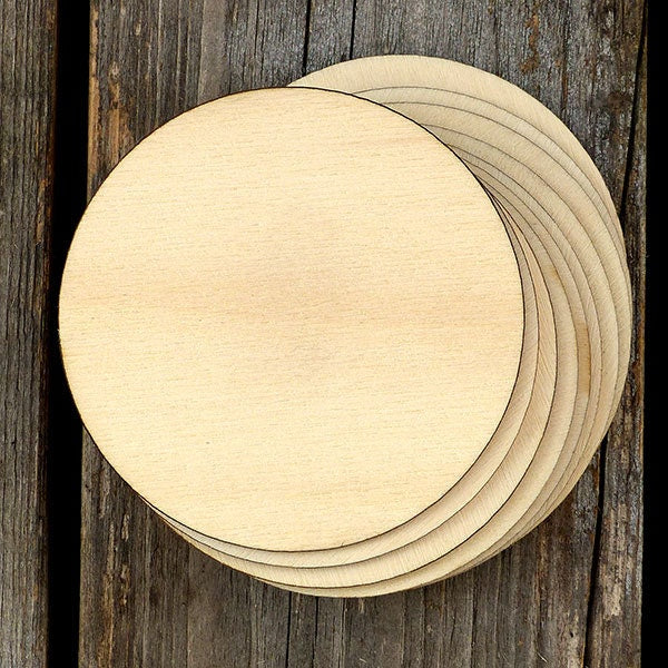 10x einfache runde Kreise aus Holz zum Basteln, 3 mm Sperrholz