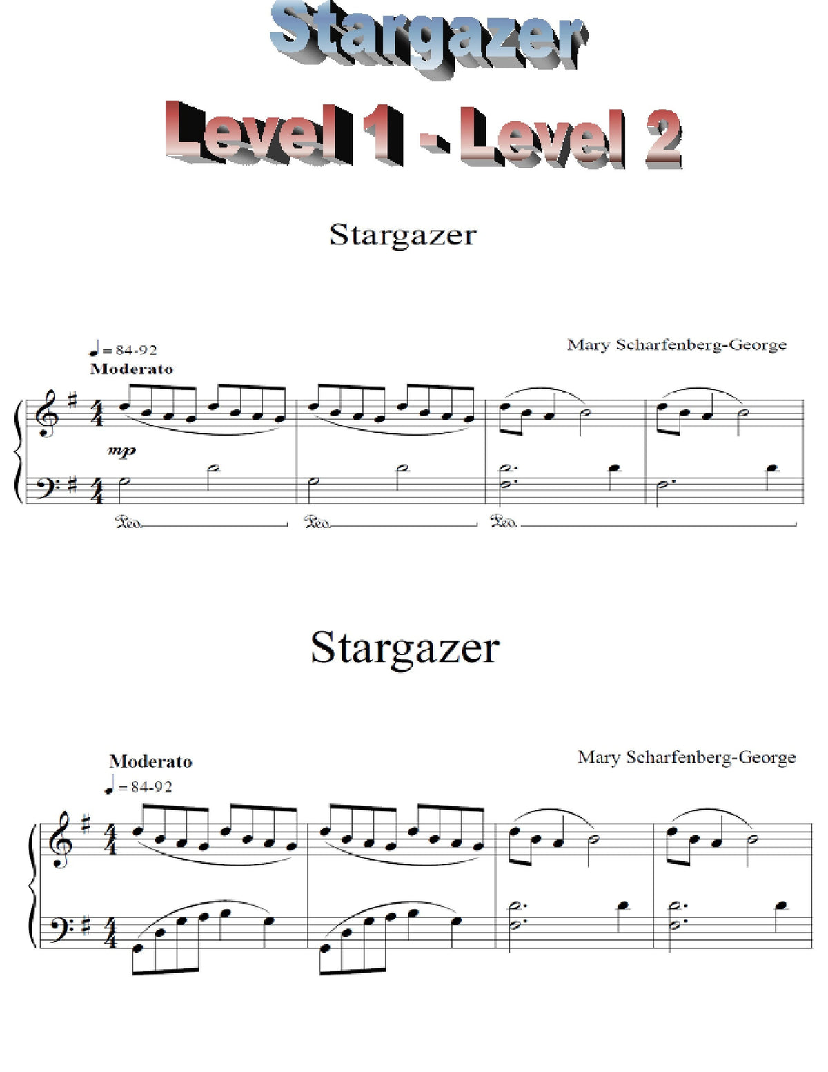 Stargazer Klavier solo Anfänger Mittelstufe leicht