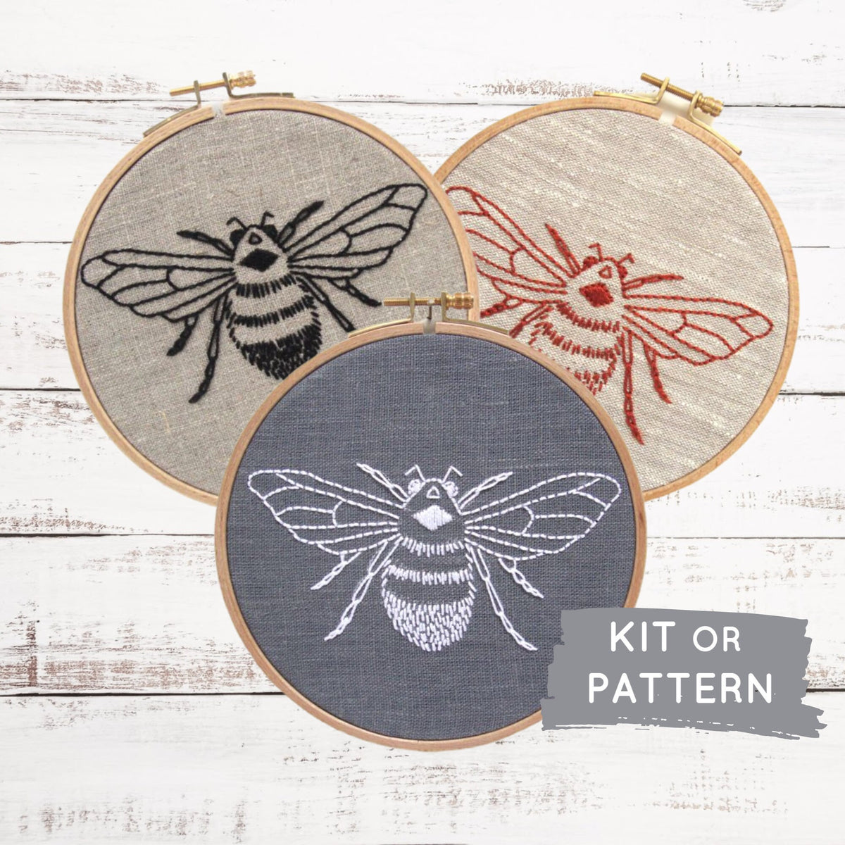 DIY embroidery KIT, bumblebee embroidery pattern, modern hand embroidery pattern, beginner embroidery kit, embroidery kit, easy embroidery