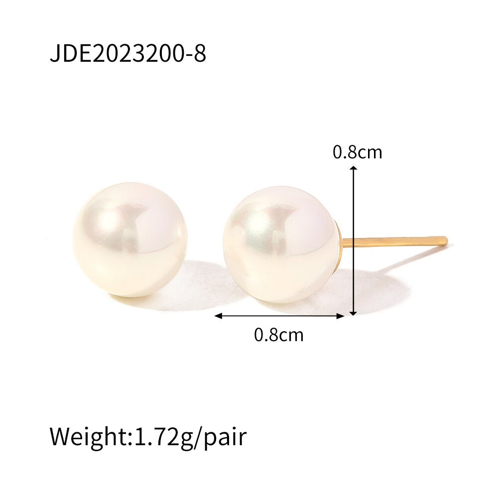Romantic Stainless Steel Mother-of-Pearl Round Suki Stud Earrings Cultured Pearl boucle d’oreille femme