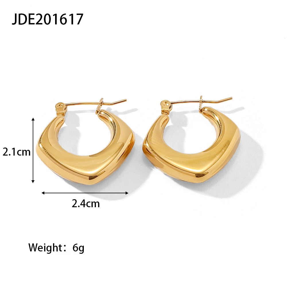 316L Stainless Steel PVD High Grade Hollow Design Chunky Bold Gold Hoop Earrings Chunky Statement Earrings Inoxidable