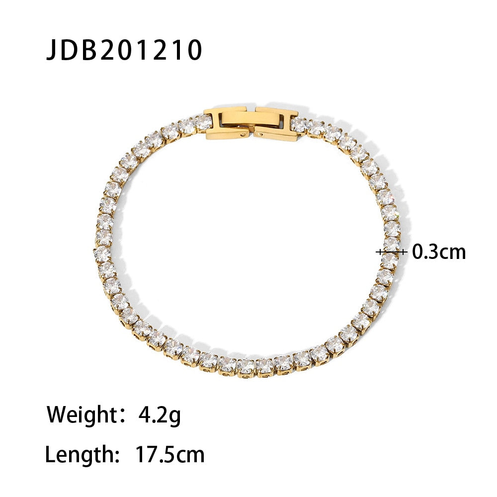 Maximalist Dipped in 18K gold With Cubic Zirconia Gemstones Stainless Steel Bracelet for Women Jewelry Gift bracelet