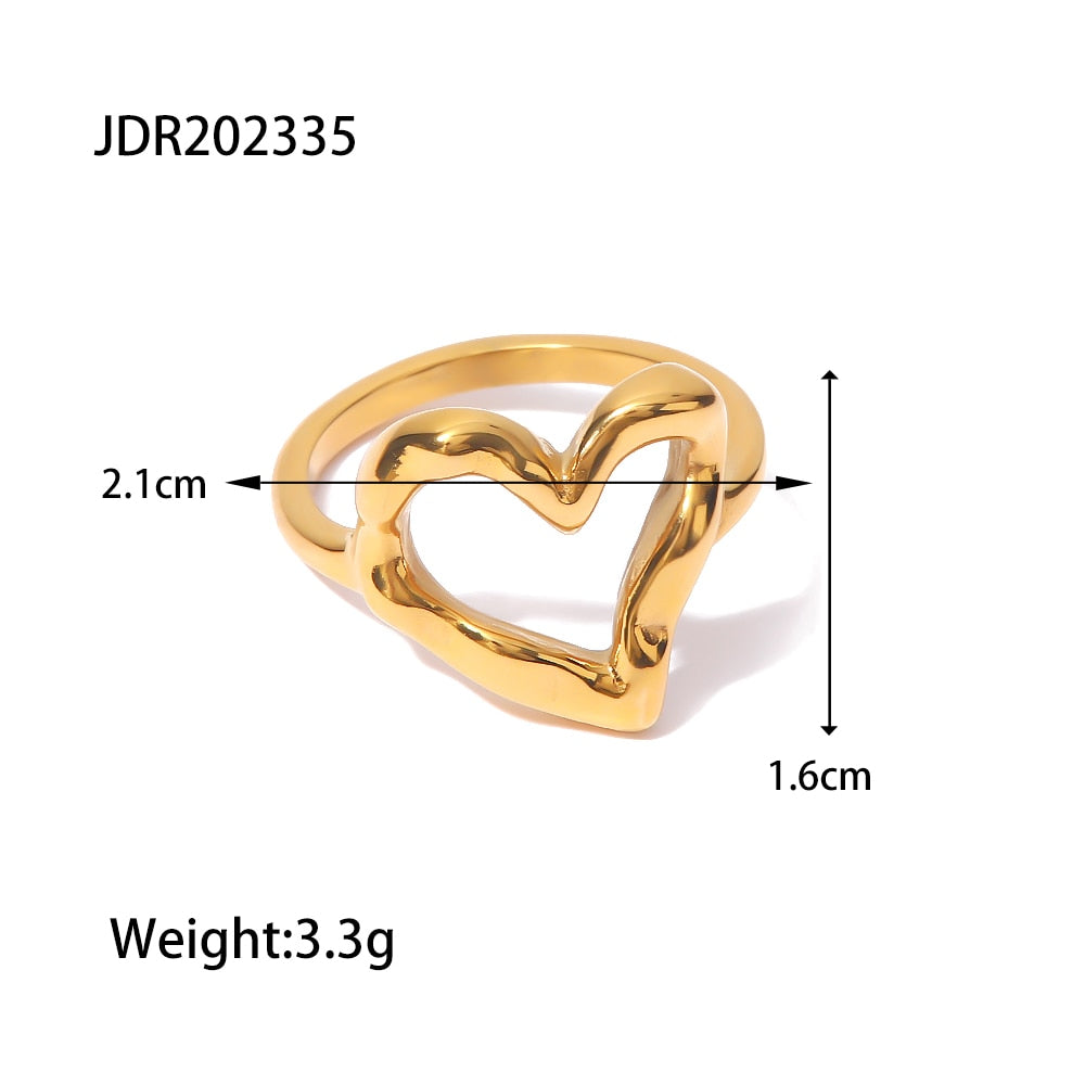 Opulence 18K PVD Gold Plated  Heart Ring for Women Bagues Pour Femme Waterproof Jewelry Party Gift Anillos Mujer